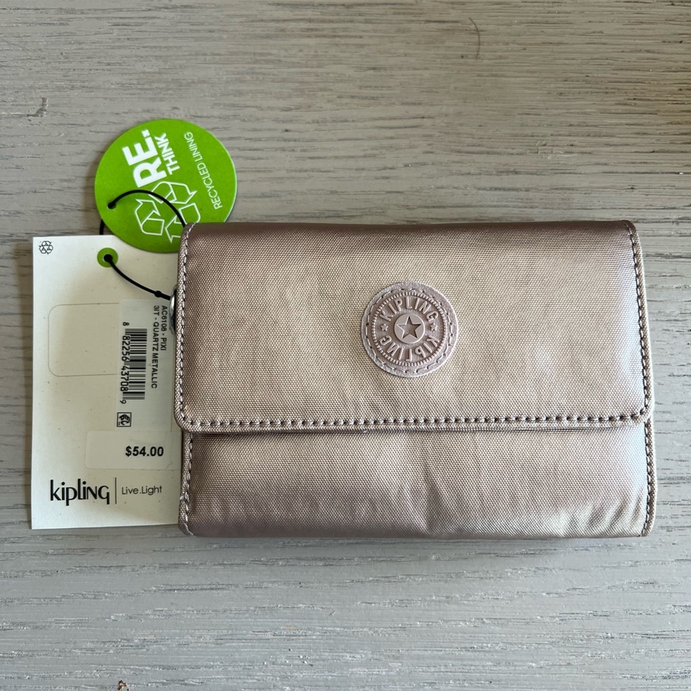 New Kipling Pixie Medium Metallic Organizer Wallet